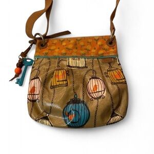 Charming Fossil Birdcage Print Crossbody Bag